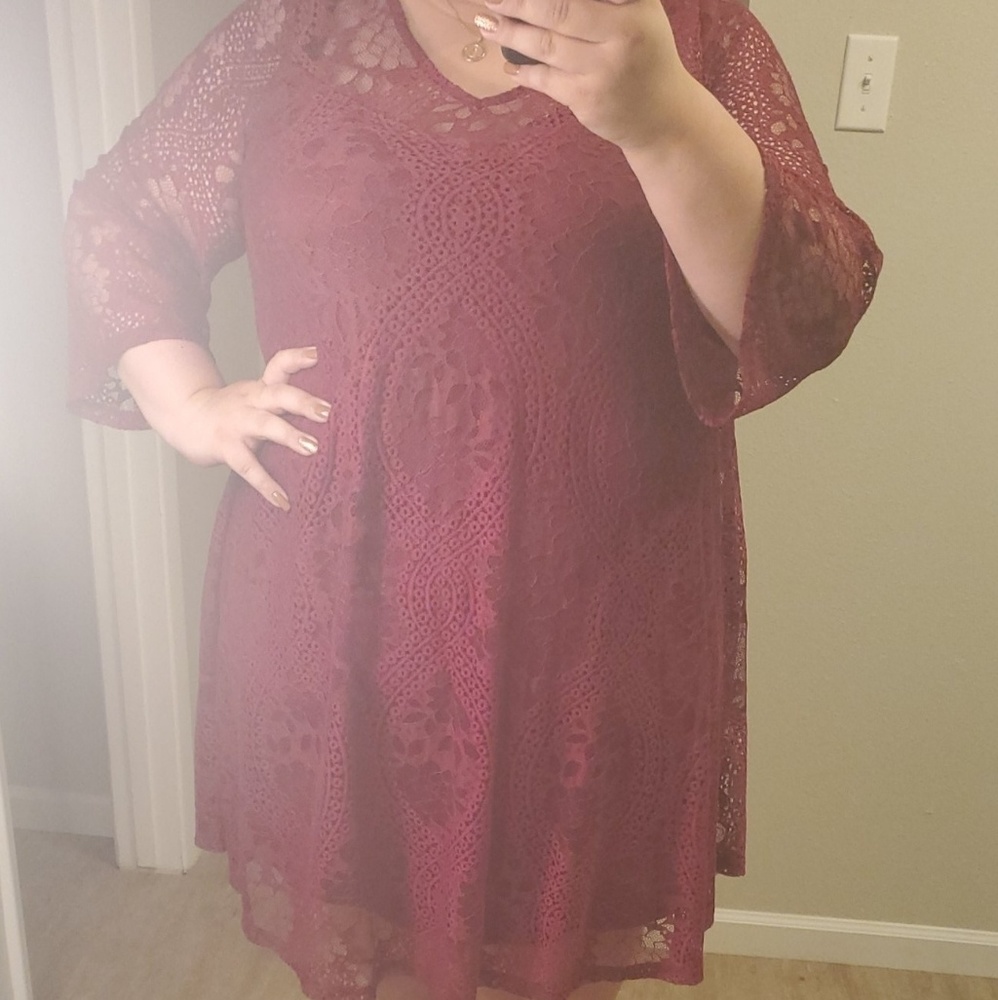 Maroon Lace Dress